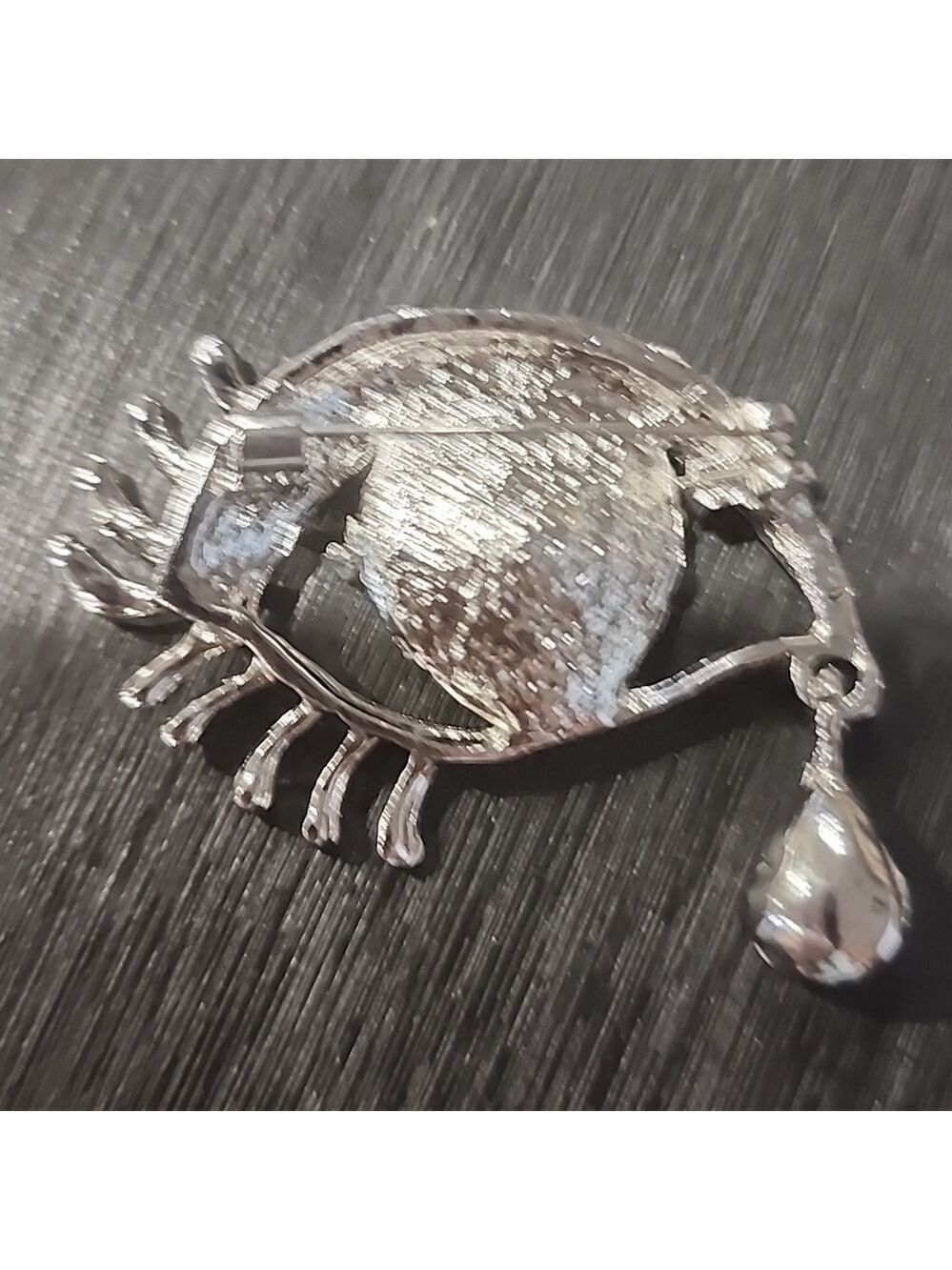 Silvertone Blue Eye Brooch - Picture 2 of 7